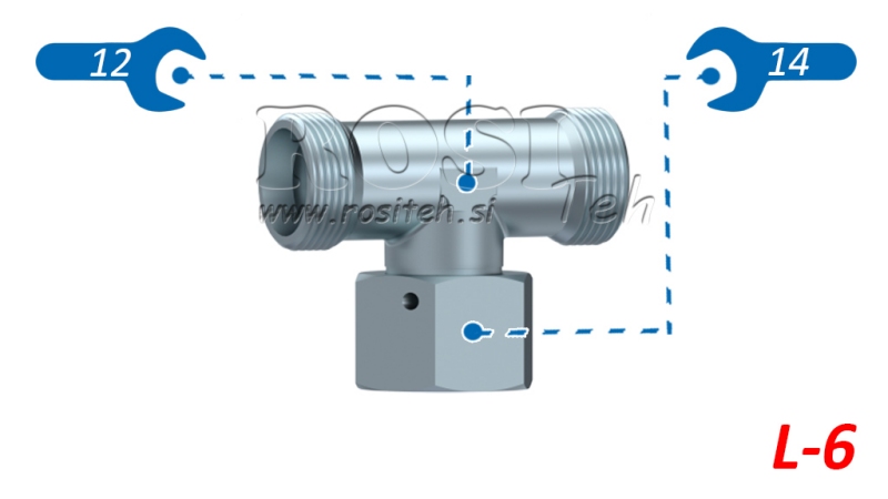 T HIDRÁULICA L-6 CON TUERCA GIRATORIA CENTRAL M12X1,5
