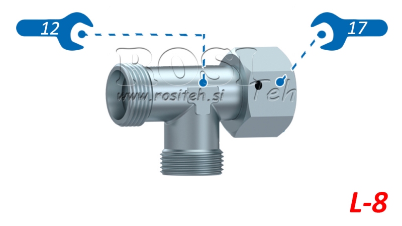 T HIDRÁULICA L-8 CON TUERCA GIRATORIA LATERAL M14X1,5