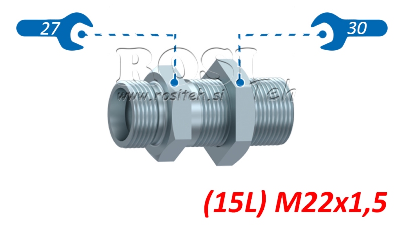 CONECTOR HIDRÁULICO DOBLE PASANTE (15L) M22X1,5