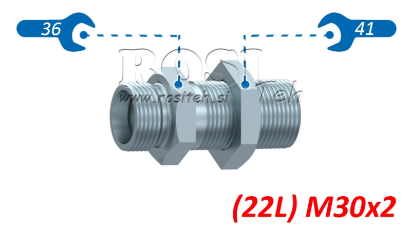 CONECTOR HIDRÁULICO DOBLE PASANTE (22L) M30X2