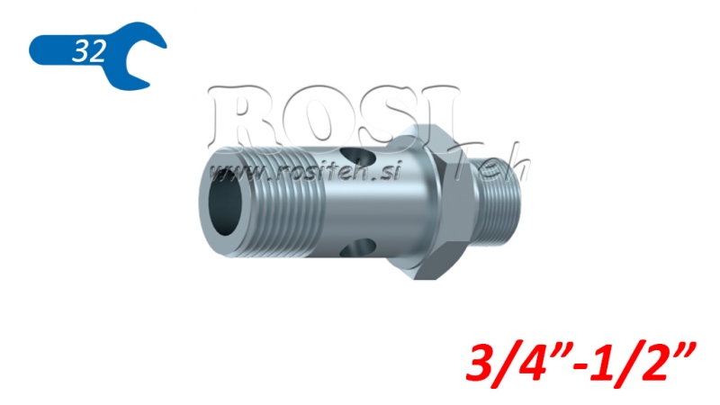 TORNILLO BANJO HIDRÁULICO BSP 3/4 CON ROSCA PROLONGADA BSP 1/2