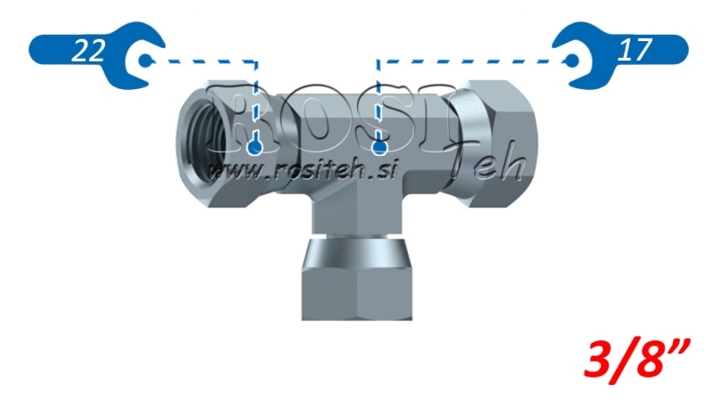 T HIDRÁULICA CON TUERCA GIRATORIA BSP 3/8