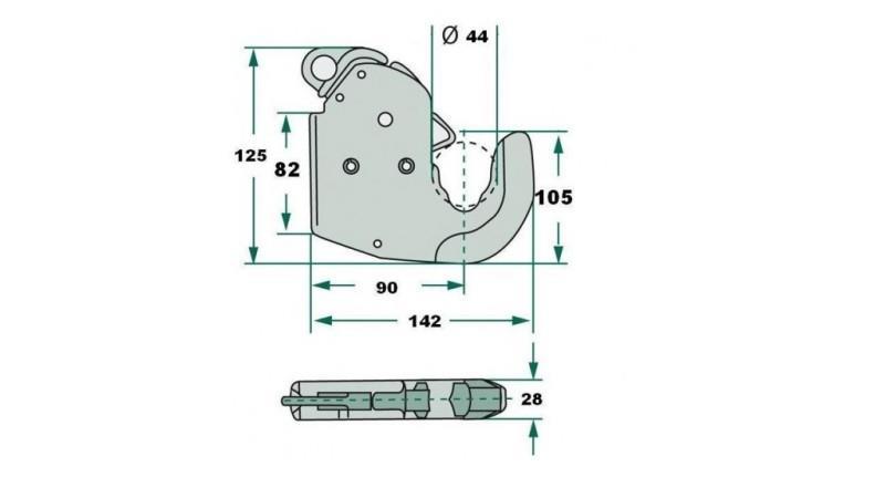AUTOMATISCHER HAKEN FÜR TRAKTORANHÄNGER HYDRAULIK CAT.1 ECO - Abmessungen