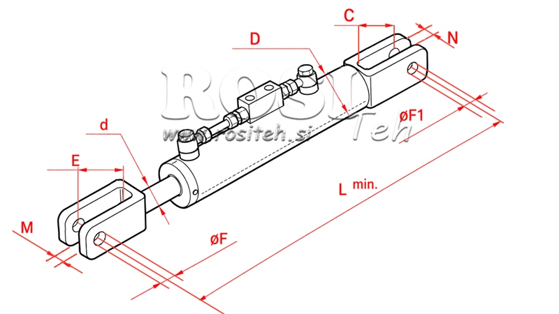 TENSOR VERTICAL HIDRAULICO ADAPTABLE PARA TRACTOR - HURLIMANN 70/35MIN.550 TIPO (1) Φ 24/24