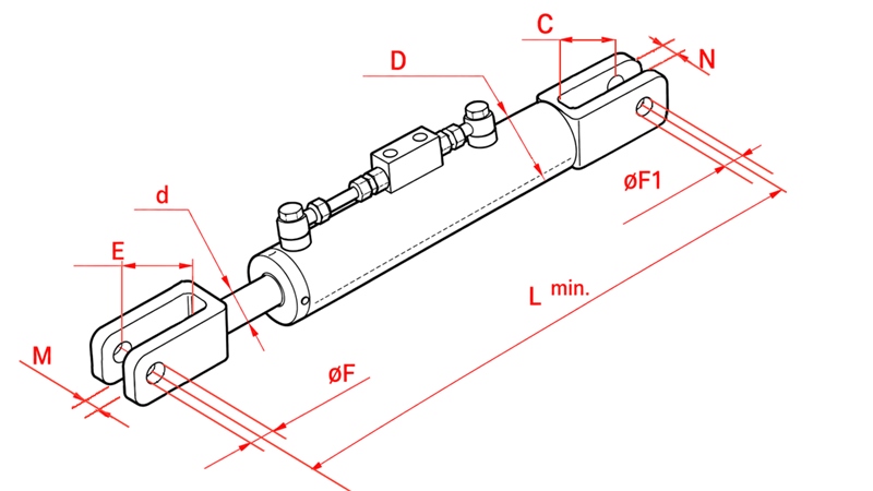 TENSOR VERTICAL HIDRAULICO ADAPTABLE PARA TRACTOR - FENDT 60/30MIN.600 TIPO (1) Φ 19/19