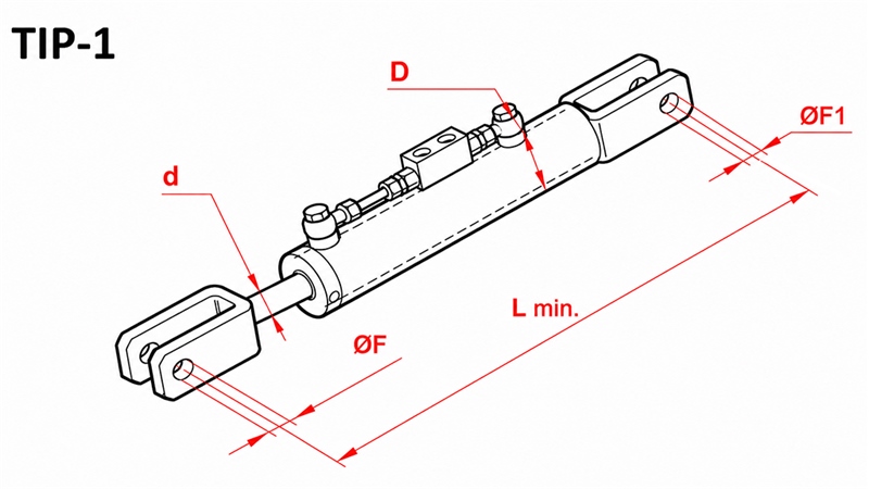 TENSOR VERTICAL HIDRAULICO ADAPTABLE PARA TRACTOR - CASE-IH 80/40MIN.610 TIPO (1) Φ 19/16