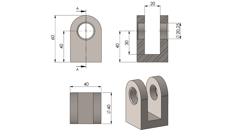 HORQUILLA PARA CILINDRO 40MM - FI20