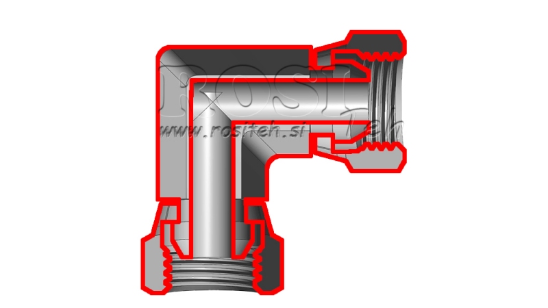CODO CORTO HIDRÁULICO 90° CON DOBLE TUERCA GIRATORIA BSP 1/4