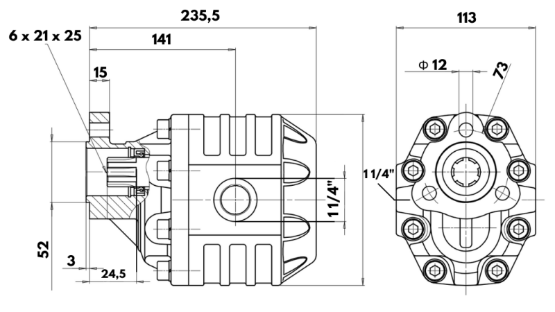 HYDRAULICKÉ LIATINOVÉ ČERPADLO UNI40-151cc-190 bar ĽAVÁ