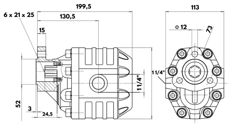 HYDRAULICKÉ LIATINOVÉ ČERPADLO UNI40-87cc-220 bar ĽAVÁ