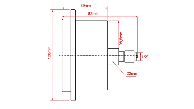 MANÓMETRO DN100 TRASERO 0 - 2.5 BAR - 1/2