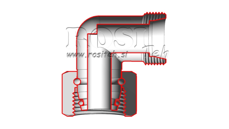 HIDRAVLIČNO KOLENO 90° L-12 Z VRTLJIVO MATICO M18x1,5