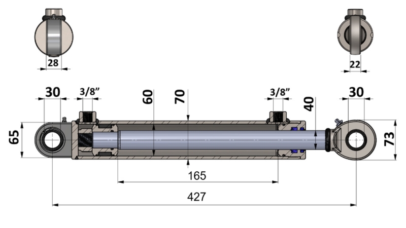 HYDRAULICKÝ VALEC 60/40-165 S PREPÍNACÍM VENTILOM – PLUH NA OBRÁBANIE PÔDY