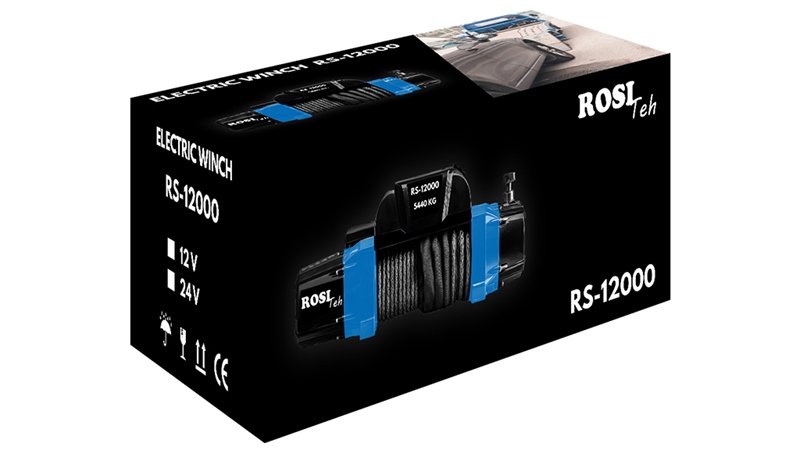 24 V CABRESTANTE ELÉCTRICO RS-12000 - 5440 kg - CUERDA SINTÉTICA - ECO