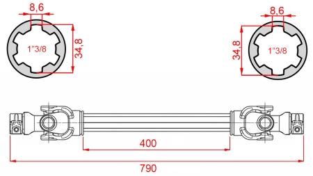ECO KARDANAKSELI 790mm 35-60HP STANDARDI
