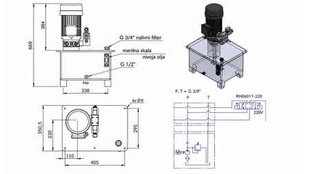 ΜΙΝΙ ΥΔΡΑΥΛΙΚΗ ΜΟΝΑΔΑ ΙΣΧΥΟΣ 380V AC (4 kW) - 8 cc - 12 lit/min - δεξαμενή 25 lit