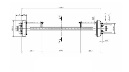 EJE PARA REMOLQUE 8300 kg CON FRENOS (1600 mm)