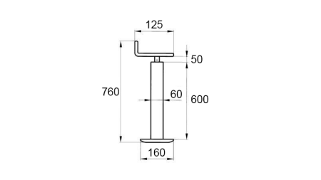 PATA DE APOYO ROSCADA (ALTURA 760 mm - CARRERA 430 mm) - 800 kg