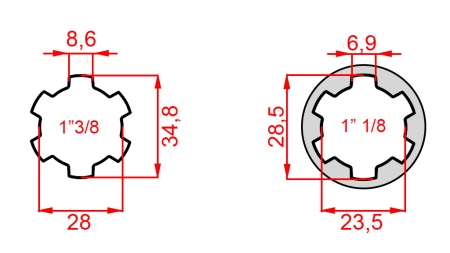 ADAPTATEUR CARDAN DE 1-1/8 À 1-3/8 (140 mm)