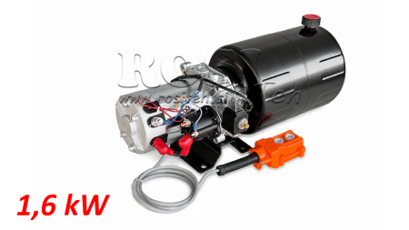 MINI UNIDAD DE POTENCIA HIDRÁULICA 12V DC - 1.6kW = 2.1cc - 8 litros - unidad monofásica (metal)