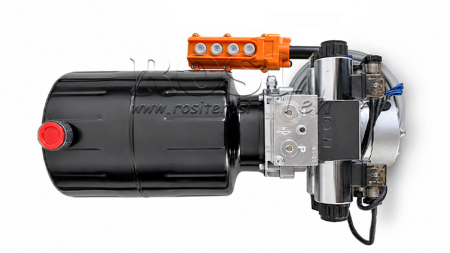 MINI UNIDAD DE POTENCIA HIDRÁULICA 24V DC - 2.2kW = 2.1cc - 8 lit - 2x unidad de doble efecto (metal)
