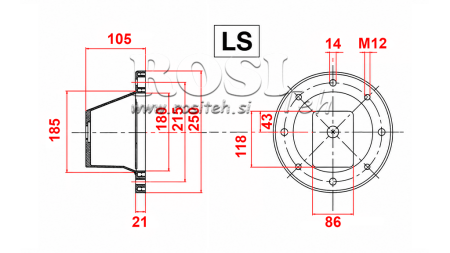 FLANGE HIDRÁULICO - BELL LS250 (EM2,2-4KW/GR1)