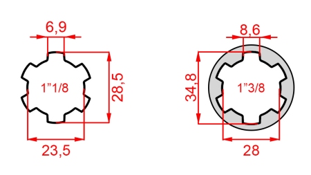 ADAPTATEUR CARDAN DE 1-3/8 À 1-1/8 (140 mm)