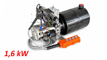 MINI UNIDAD DE POTENCIA HIDRÁULICA 12V DC - 1.6kW = 2.1cc - 8 lit - 2x unidad bidireccional (metal)
