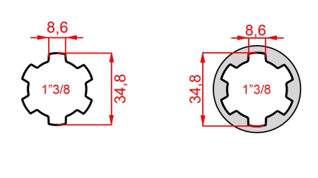 KARDANSKI ADAPTER OD 1-3/8 NA 1-3/8 (150 mm)