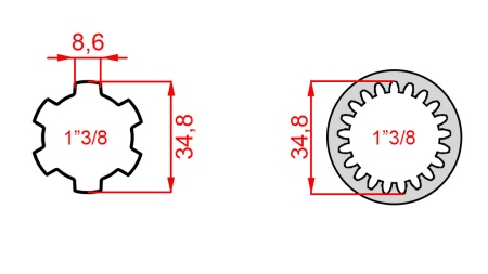 KARDANADAPTERI 1-3/8 (21 URAA) → 1-3/8 (150 mm)