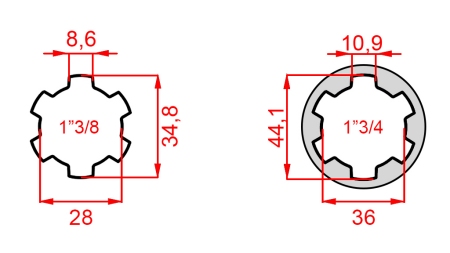 KARDANSKI ADAPTER OD 1-3/4 NA 1-3/8 (165 mm)
