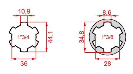 KARDANSKI ADAPTER OD 1-3/8 NA 1-3/4 (150 mm)