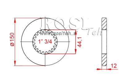 ADAPTATEUR CARDAN AVEC BRIDE ET GOUPILLE 1-3/4 (80 mm) (20 CANNELURES)