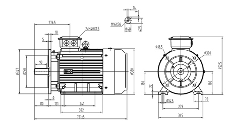 MOTOR ELÉCTRICO 18.5KW Y3 180M-4_1470RPM 3FASE PATAS+FLANGE-B3B5