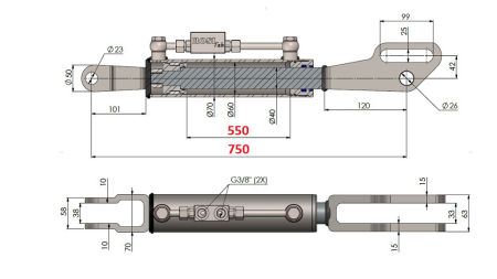 2TON. DVIŽNA POTEZNICA FORK 60/40-200 (550mm-750mm)