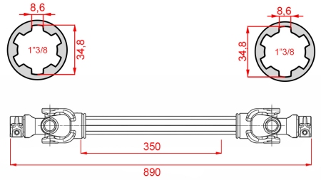 ECO GELENKWELLE 890mm 30-75PS STANDARD