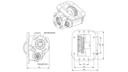 DIMENSIONEN AUSGANG FÜR HYDRAULIKPUMPE - SCANIA GR 900