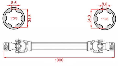 CE CERTIFIKOVANÝ KARDANOVÝ HŘÍDEL PROFI LINE KAT.4 DÉLKA 1000mm