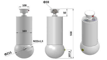 CILINDRO TELESCÓPICO - MEILLER KIPPER - 5 EXTENSIONES 163 mm 15 ton - CARRERA 1650 mm