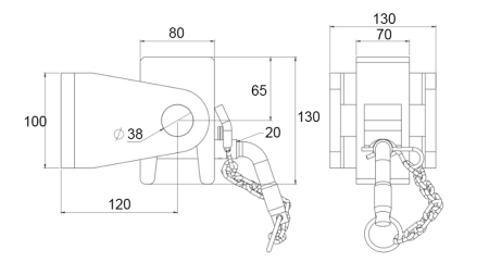 SOPORTE CAJA BASCULANTE 80x100 - TIPO HORQUILLA - ECO