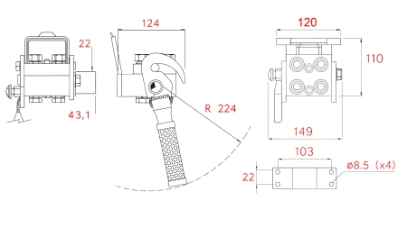 ACOPLAMIENTO MULTI-FASTER 3 VÍAS BSP 1/4 PARTE MÓVIL (UNA PALANCA)