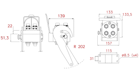 ACOPLAMIENTO MULTI-FASTER 4 VÍAS BSP 3/8 PARTE MÓVIL