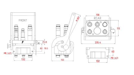 ACOPLAMIENTO MULTI-FASTER 3PLK 5VÍAS BSP 3×3/8 2×9/16 PARTE MÓVIL