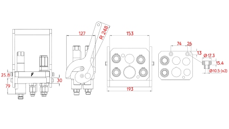 ACOPLAMIENTO MULTI-FASTER 3PLV 5VÍAS BSP 3×3/8 2×9/16 PARTE FIJA
