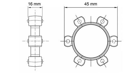 ACOPLAMIENTO DE ESTRELLA PARA INSERTO DE GOMA ND2-ND7-ND8-ND10 (45mm)
