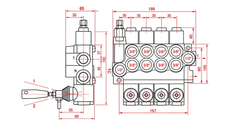 VÁLVULA HIDRÁULICA MANUAL – DISTRIBUIDOR DE 4 SECCIONES 4xR40 ECO