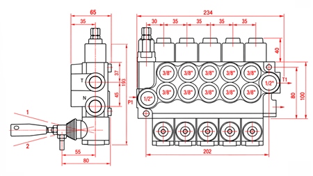 VÁLVULA HIDRÁULICA MANUAL – DISTRIBUIDOR DE 5 SECCIONES 5xR40 ECO