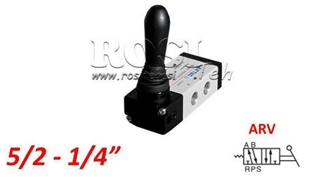 VANNE MANUELLE PNEUMATIQUE 5/2 1/4 PRT-0852-ARV RETOUR AVEC RESSORT
