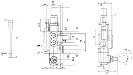 MANUAL VÁLVULA HIDRÁULICA MONOBLOQUE 1xZ50 + FUNCIÓN FLOTANTE