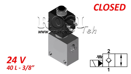 VÁLVULA DE 2 VÍAS 3/8 (NC) 24V - 40LIT